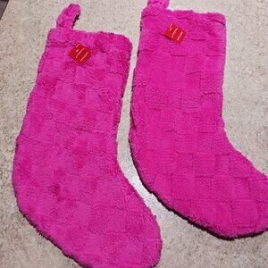 2 pink Wondershop velour Christmas stockings